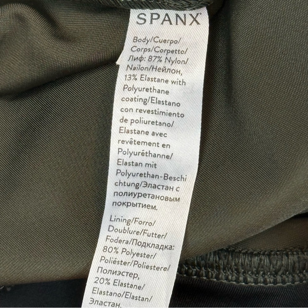 Spanx x Revolve Faux Leather Camo Leggings Matte Dark Olive Black Power Waist XS - Picture 7 of 8